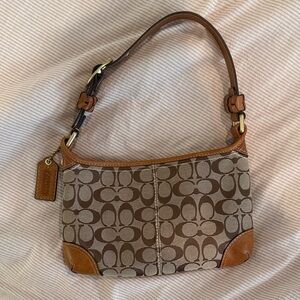 Coach Tan and Brown Signature Shoulder Bag